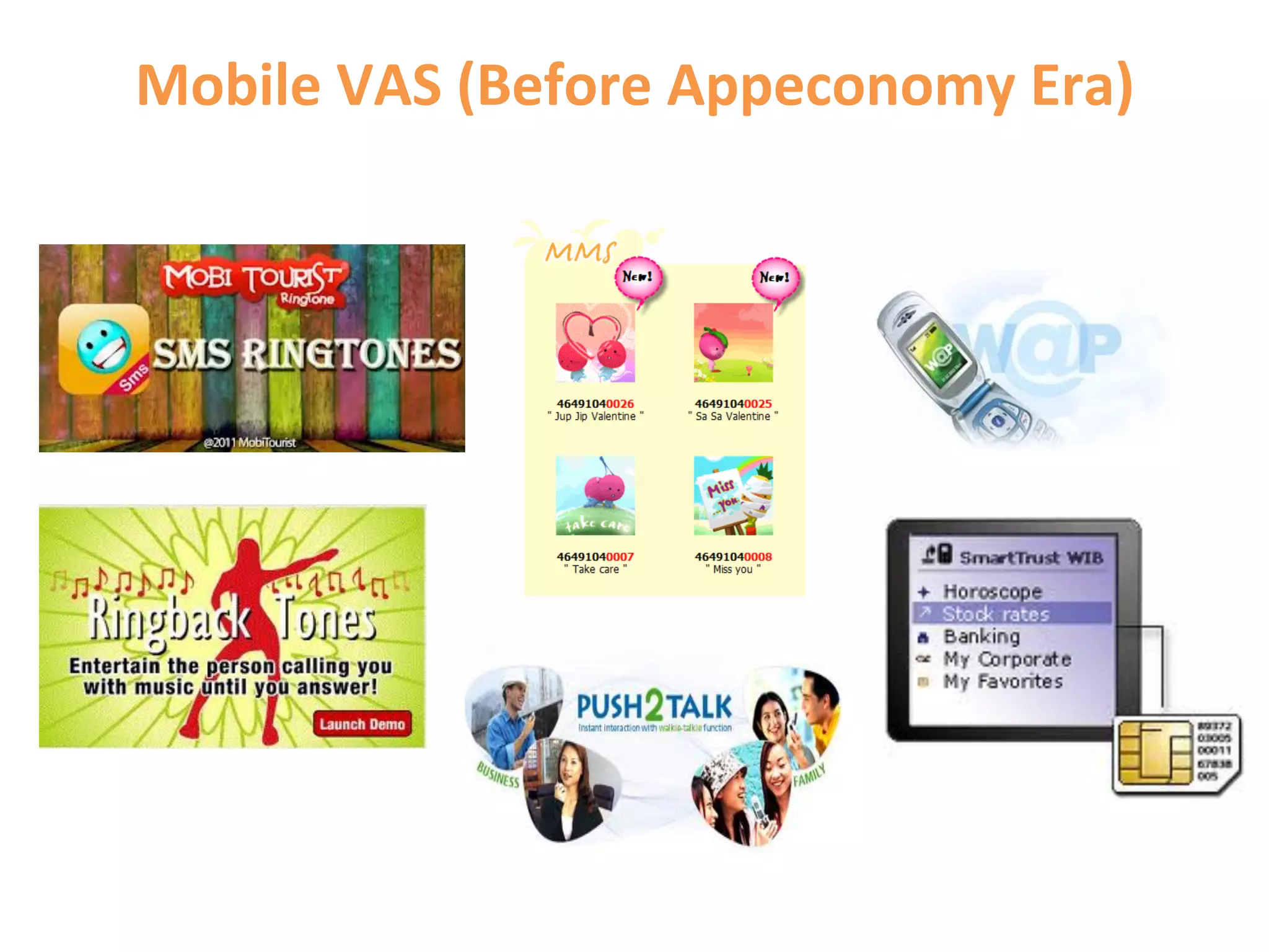 Mobile	
  VAS	
  (Before	
  Appeconomy	
  Era)	
  
                       	
  
 