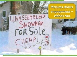 Pictures 
drives 
engagement 
– 
videos 
too 
 