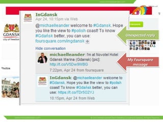 Unexpected 
reply 
My 
Foursquare 
message 
 