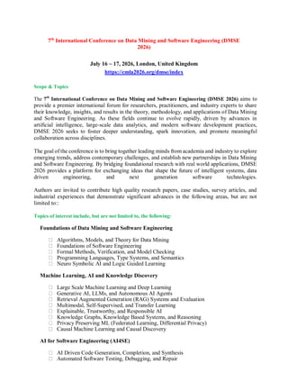 7th International Conference on Data Mining and Software Engineering ...