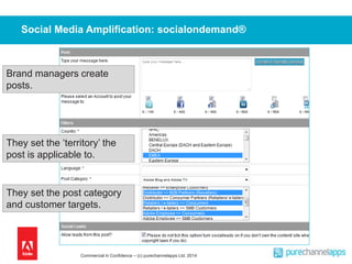 Social Media Amplification: socialondemand® 
Brand managers create 
posts. 
They set the ‘territory’ the 
post is applicab...