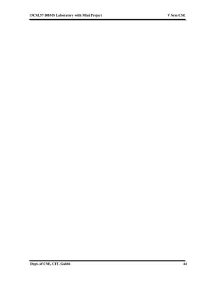 15CSL57 DBMS Laboratory with Mini Project V Sem CSE
Dept. of CSE, CIT, Gubbi 44
 