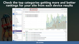 #seoauditsgrowth at #dmssconference by @aleyda from @oraintiUSE SISTRIX
Check the top categories getting more and better  
rankings for your site from each device results
 