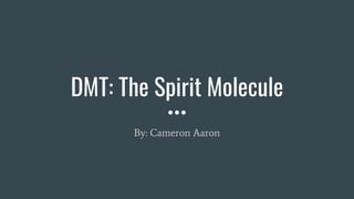 DMT: The Spirit Molecule
By: Cameron Aaron
 
