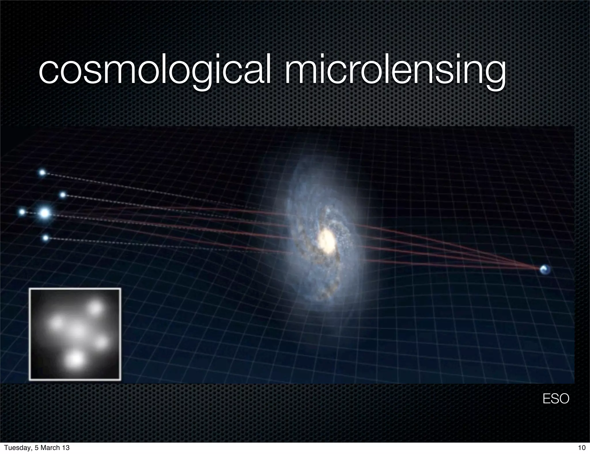 cosmological microlensing




                                     ESO


Tuesday, 5 March 13                        10
 