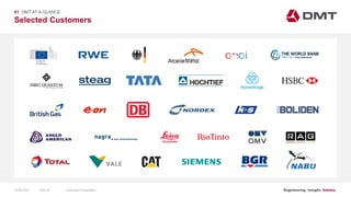 Engineering. Insight. Values.
Selected Customers
01 DMT AT A GLANCE
15.06.2020 Company PresentationSlide 20
 