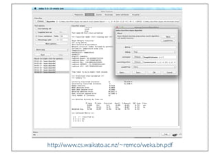 Prof. Pier Luca Lanzi
http://www.cs.waikato.ac.nz/~remco/weka.bn.pdf
 