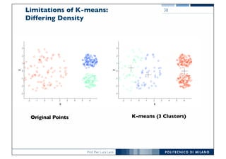 Prof. Pier Luca Lanzi
Limitations of K-means:
Differing Density
38
Original Points K-means (3 Clusters)
 