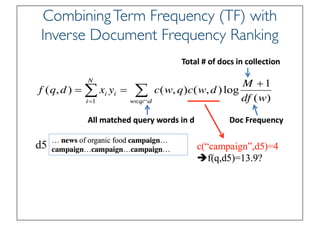Prof. Pier Luca Lanzi
CombiningTerm Frequency (TF) with
Inverse Document Frequency Ranking
 