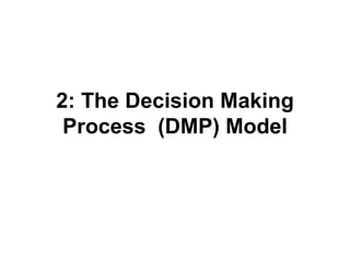 2: The Decision Making Process  (DMP) Model 
