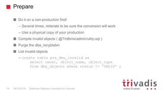 Database Migration Assistant for Unicode (DMU) | PPTX