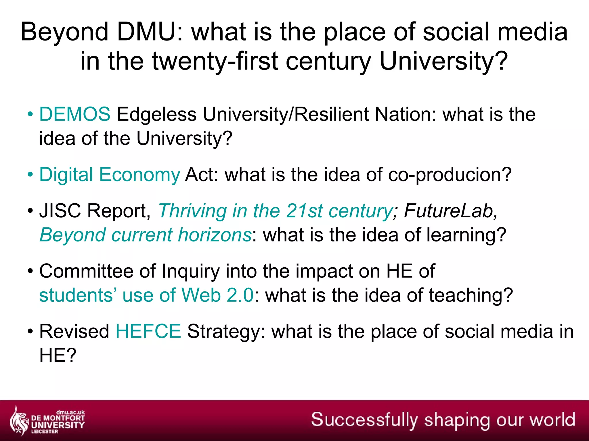 The case of Technology-Enhanced Learning: some issues in taking forward change 