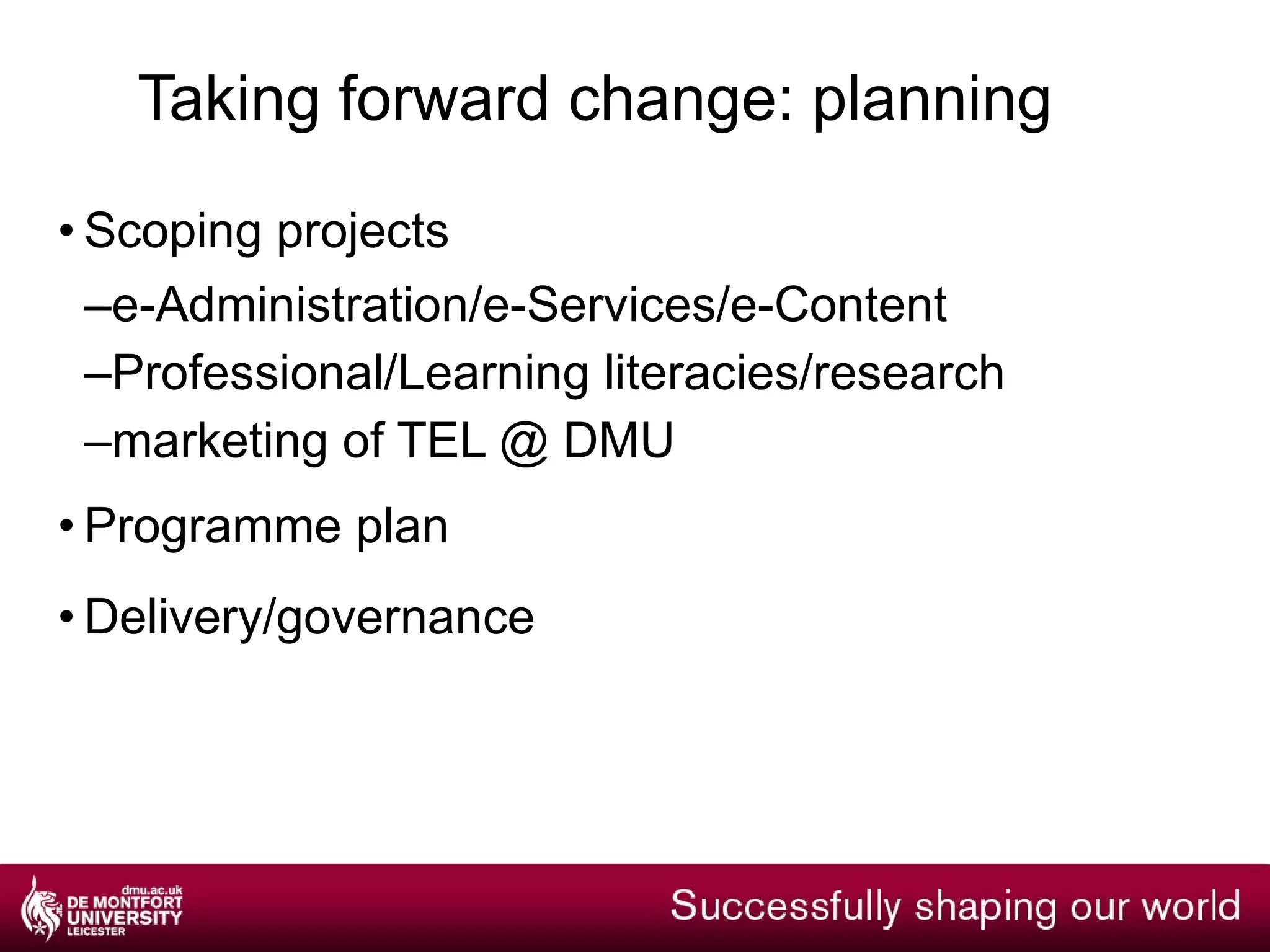 With links to the staff/student lifecycle; data/admin; professional development; student services; content; policy/process 