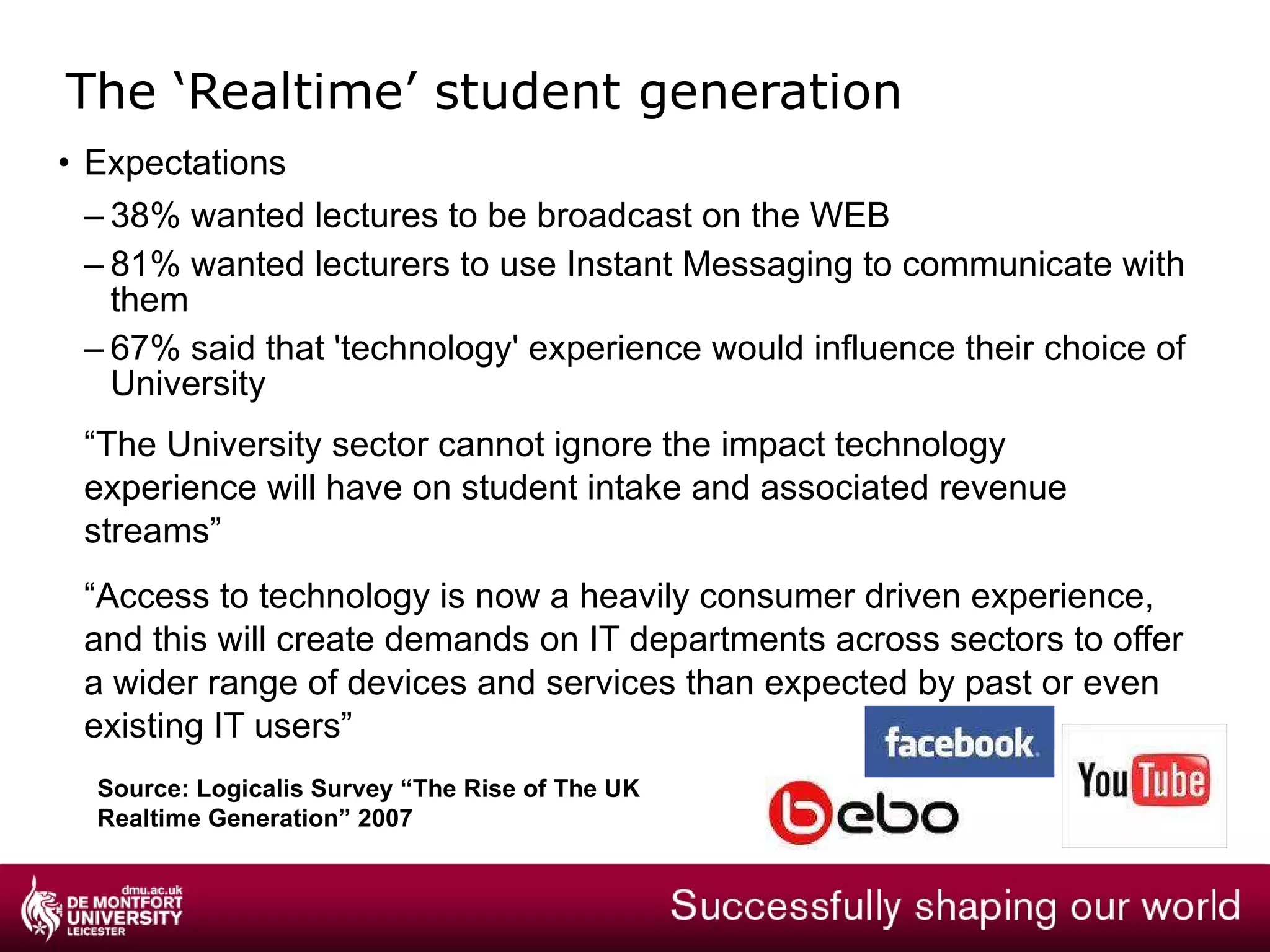 Background Economic and Higher Education context Rapidly changing technology and vendor landscape 