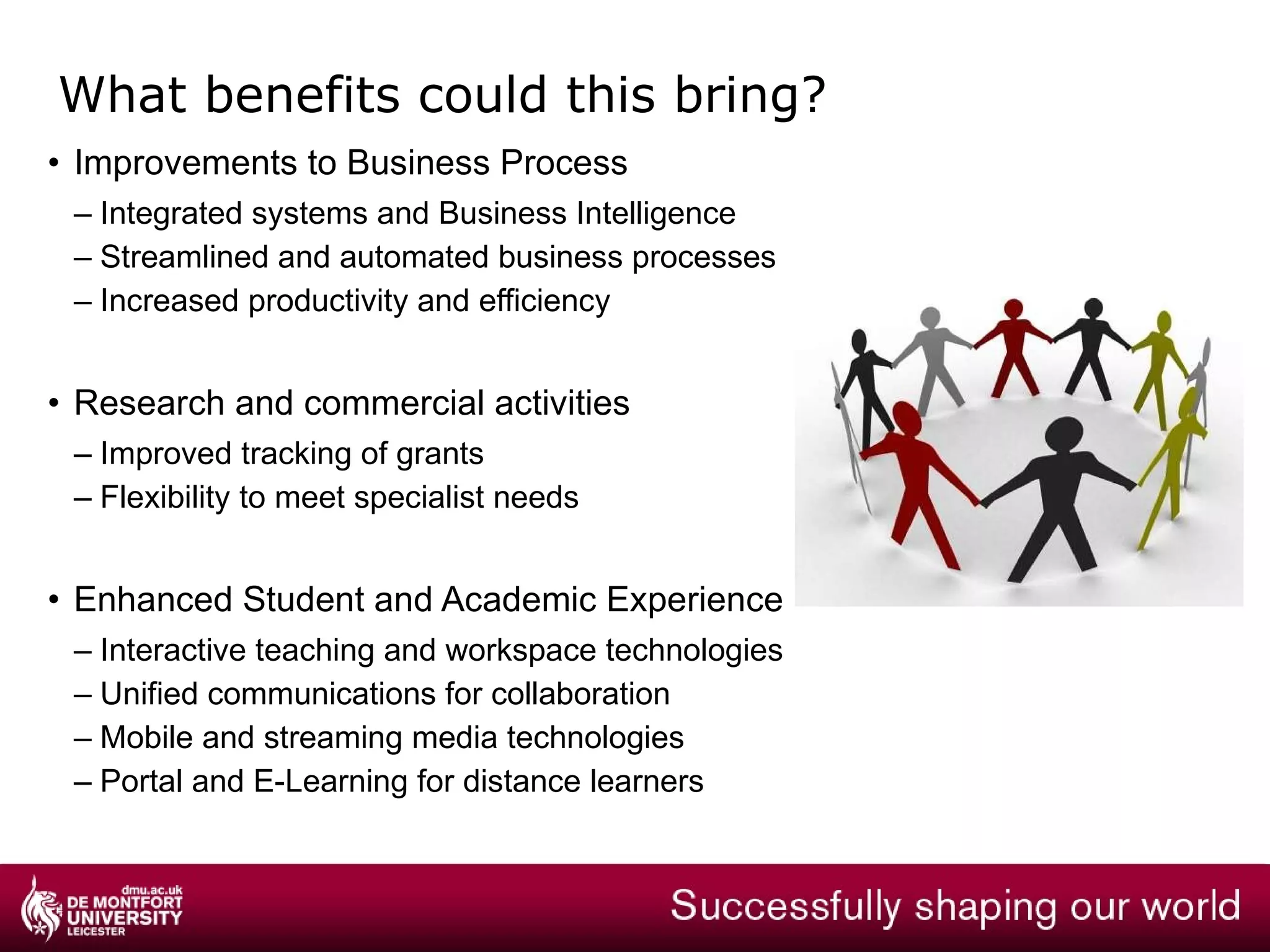 Possible technology trends in HE Source: Gartner Hype Cycle for Education July 2009 Potential Benefit 
