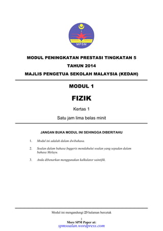 Spmsoalan Soalan Skema K1 Fizik Tengah Tahun Kedah 2014