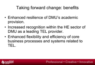 Spaces for digital work and study LLiDA  report (2009)   there is a tension between recognising an ‘entitlement’ to basic digital literacy, and recognising technology practice as diverse and constitutive of personal identity, including identity in different peer, subject and workplace communities, and individual styles of participation Literacies emerge through authentic, well-designed tasks in meaningful contexts 