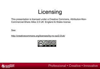 Taking forward change: outcomes Integration of core and personal technologies A coherent infrastructure and value-added services that are reliable, consistent and readily accessible on and off campus. Organisational and policy structures that support the agile delivery of TEL. Learners will develop their own digital identities through PLEs. Academic teams will demonstrate enhanced integration of TEL. An accredited development pathway for practitioners. Increased capacity for research and EIG related to TEL. 