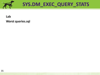 SYS.DM_EXEC_QUERY_STATS 
Lab 
Worst queries.sql 
35 
 