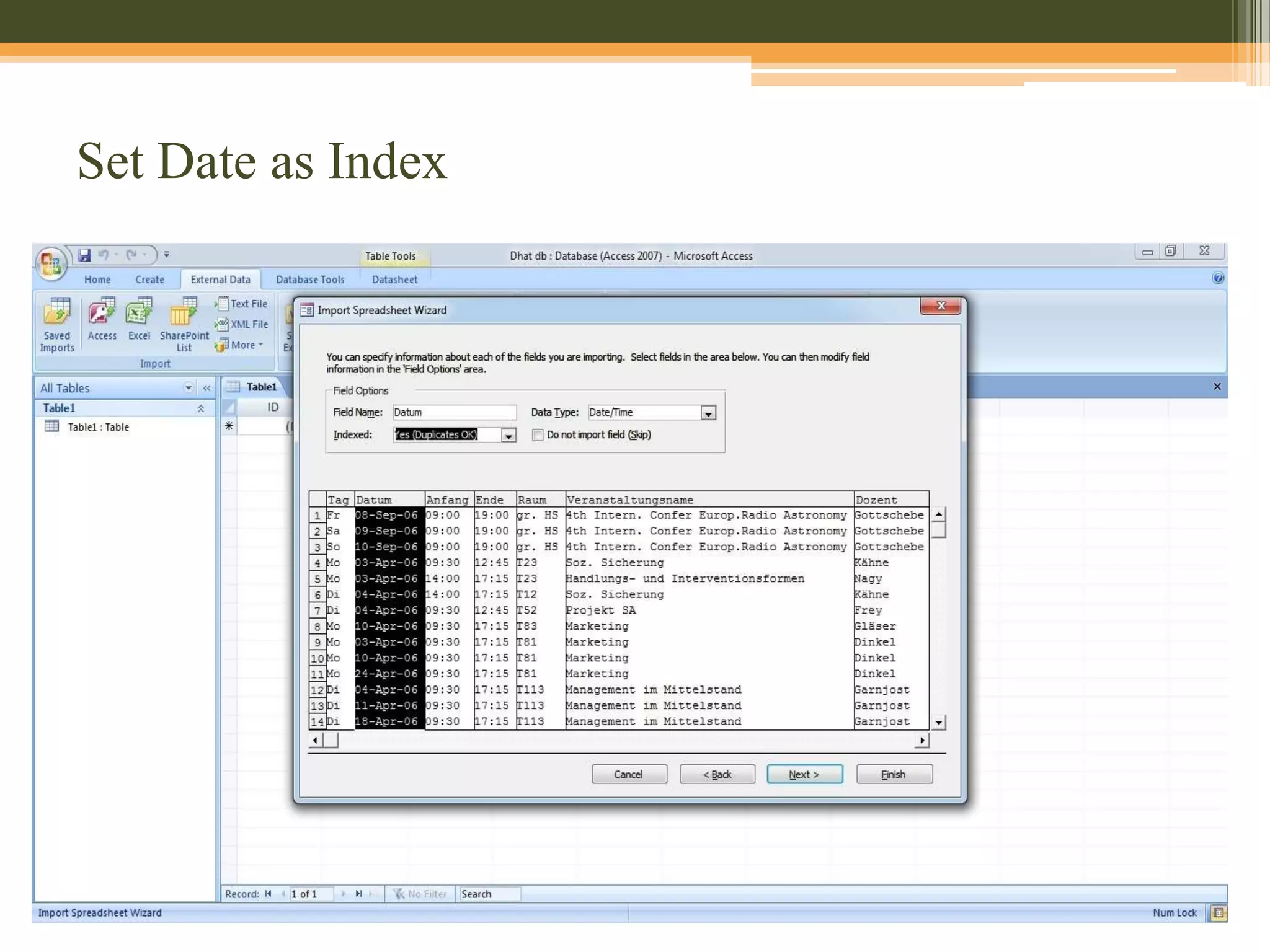 Choose the Excel file to be imported