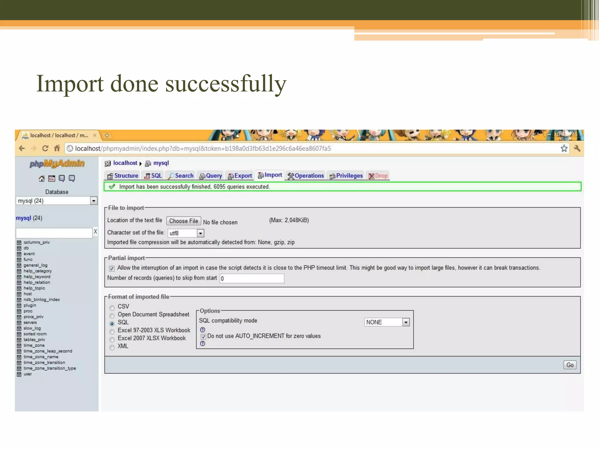 Presentation of MySql data