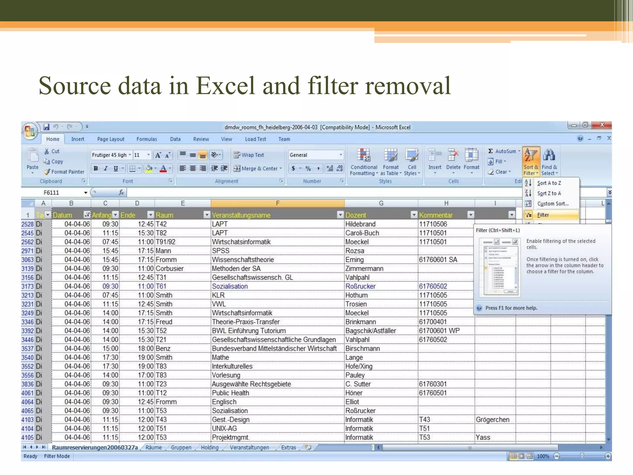 Technique : ETLExtraction of data content from Excel sheet using MS Access.
