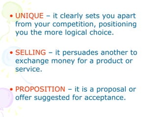 Unique Selling Proposition & Tagline | PPT
