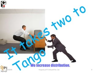 We Increase distribution. It takes two to Tango 08/20/09 Property of P I Infosoft Pvt. Ltd 