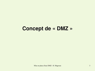 Concept de « DMZ »

Mise en place d'une DMZ - H. Magroun

3

 