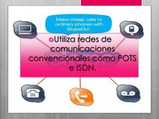 Utilizaredes de
    comunicaciones
convencionales como POTS
         e ISDN.
 