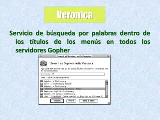 VeronicaServicio de búsqueda por palabras dentro de los títulos de los menús en todos los servidores Gopher 