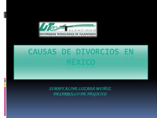 CAUSAS DE DIVORCIOS EN
        MÉXICO

    SUBJEY ALINE LOZADA MUÑOZ
      DESARROLLO DE NEGOCIOS
 