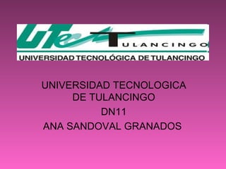 UNIVERSIDAD TECNOLOGICA DE TULANCINGO DN11 ANA SANDOVAL GRANADOS  
