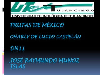 FRUTAS DE MÉXICO

CHARLY DE LUCIO CASTELÁN

DN11

JOSÉ RAYMUNDO MUÑOZ
ISLAS
 