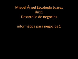 Miguel Ángel Escobedo Juárez
            dn11
   Desarrollo de negocios

 informática para negocios 1
 