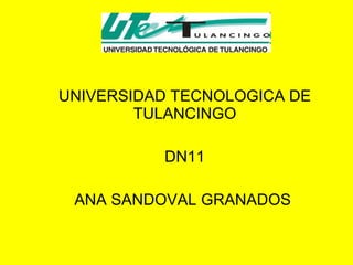 UNIVERSIDAD TECNOLOGICA DE TULANCINGO DN11 ANA SANDOVAL GRANADOS  