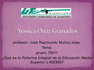 profesor: José Raymundo Muñoz Islas.
                     Tema:
                  grupo: DN11
¿Qué es la Reforma Integral de la Educación Media
               Superior o RIEMS?
 