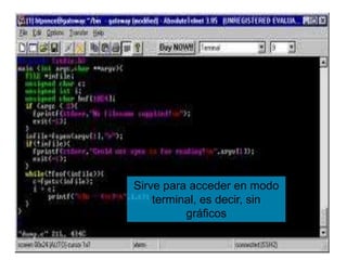Sirve para acceder en modo
terminal, es decir, sin
gráficos
