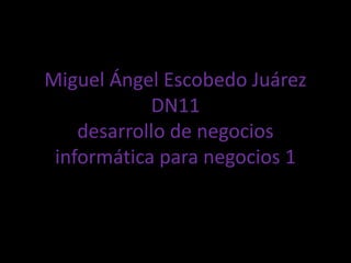 Miguel Ángel Escobedo Juárez
            DN11
    desarrollo de negocios
 informática para negocios 1
 