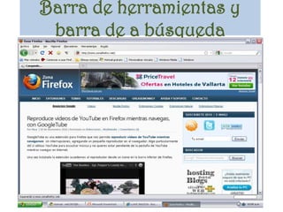Barra de herramientas y barra de a búsqueda