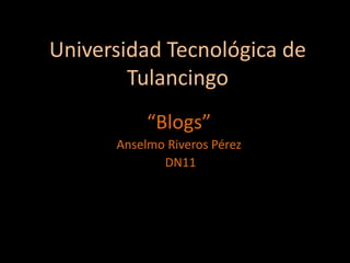 Universidad Tecnológica de
        Tulancingo
           “Blogs”
      Anselmo Riveros Pérez
             DN11
 