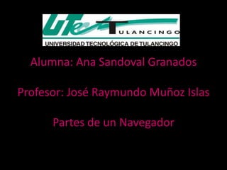 Alumna: Ana Sandoval Granados

Profesor: José Raymundo Muñoz Islas

      Partes de un Navegador
 