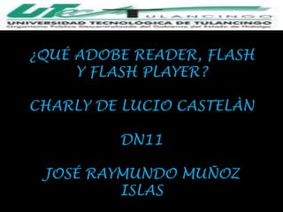 ¿QUÉ ADOBE READER, FLASH
     Y FLASH PLAYER?

CHARLY DE LUCIO CASTELÀN

         DN11

 JOSÉ RAYMUNDO MUÑOZ
         ISLAS
 