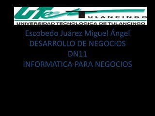 Escobedo Juárez Miguel Ángel
  DESARROLLO DE NEGOCIOS
            DN11
INFORMATICA PARA NEGOCIOS
 