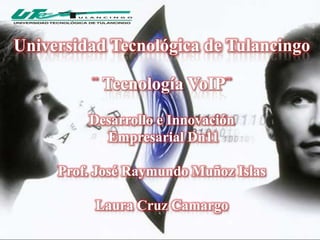 Universidad Tecnológica de Tulancingo

           Tecnología VoIP
         Desarrollo e Innovación
           Empresarial Dn11

     Prof. José Raymundo Muñoz Islas

          Laura Cruz Camargo
 