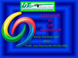 ELEMENTOS  DE  UN  NAVEGADOR  Borjas Martínez Itzel  DN12 Profe: José Raymundo Muñoz Islas  