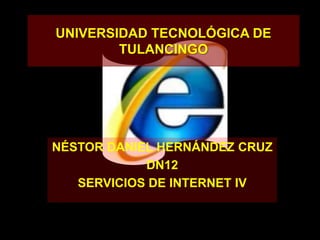 UNIVERSIDAD TECNOLÓGICA DE TULANCINGO NÉSTOR DANIEL HERNÁNDEZ CRUZ DN12 SERVICIOS DE INTERNET IV  