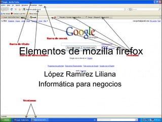 Elementos de mozilla firefox López Ramírez Liliana  Informática para negocios  