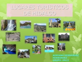 LUGARES TURISTICOS
    DE HIDALGO




             ADRIANA HERNÁNDEZ
             HERNÁNDEZ
             GRUPO: DN12
 