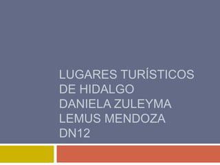 LUGARES TURÍSTICOS
DE HIDALGO
DANIELA ZULEYMA
LEMUS MENDOZA
DN12
 